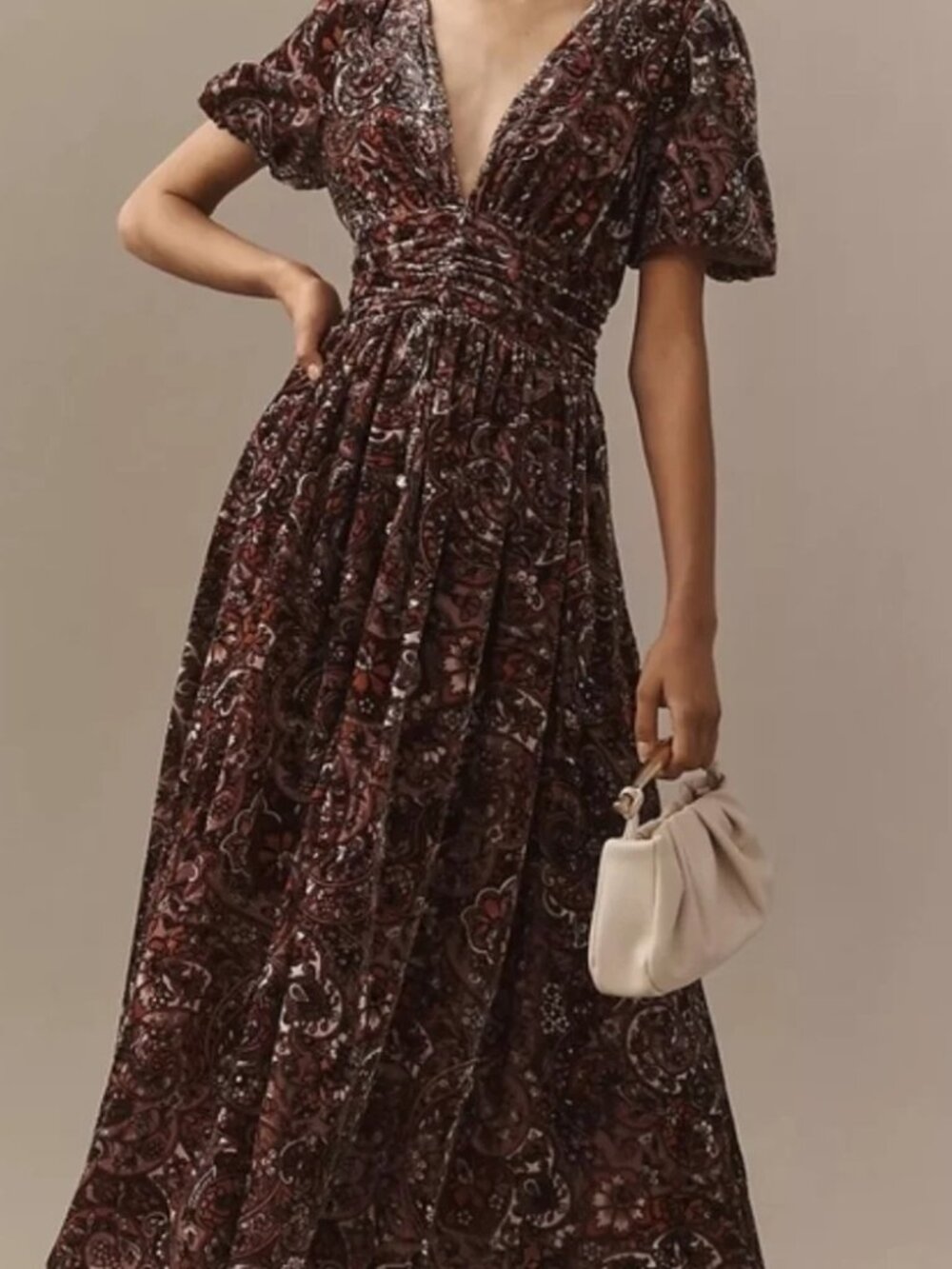 NWOT Anthropologie Katerina Mauve Button Front Velvet Floral Maxi Dress  22W - Picture 16 of 16